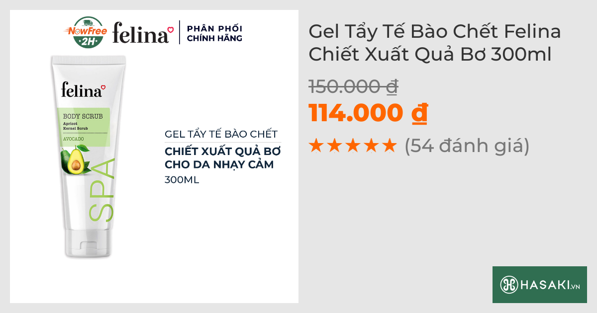 Gel Tẩy Tế Bào Chết Felina Chiết Xuất Quả Bơ 300ml