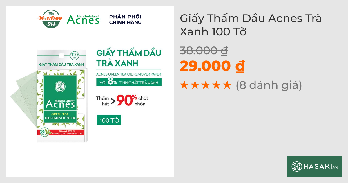 Giấy Thấm Dầu Acnes Trà Xanh 100 Tờ