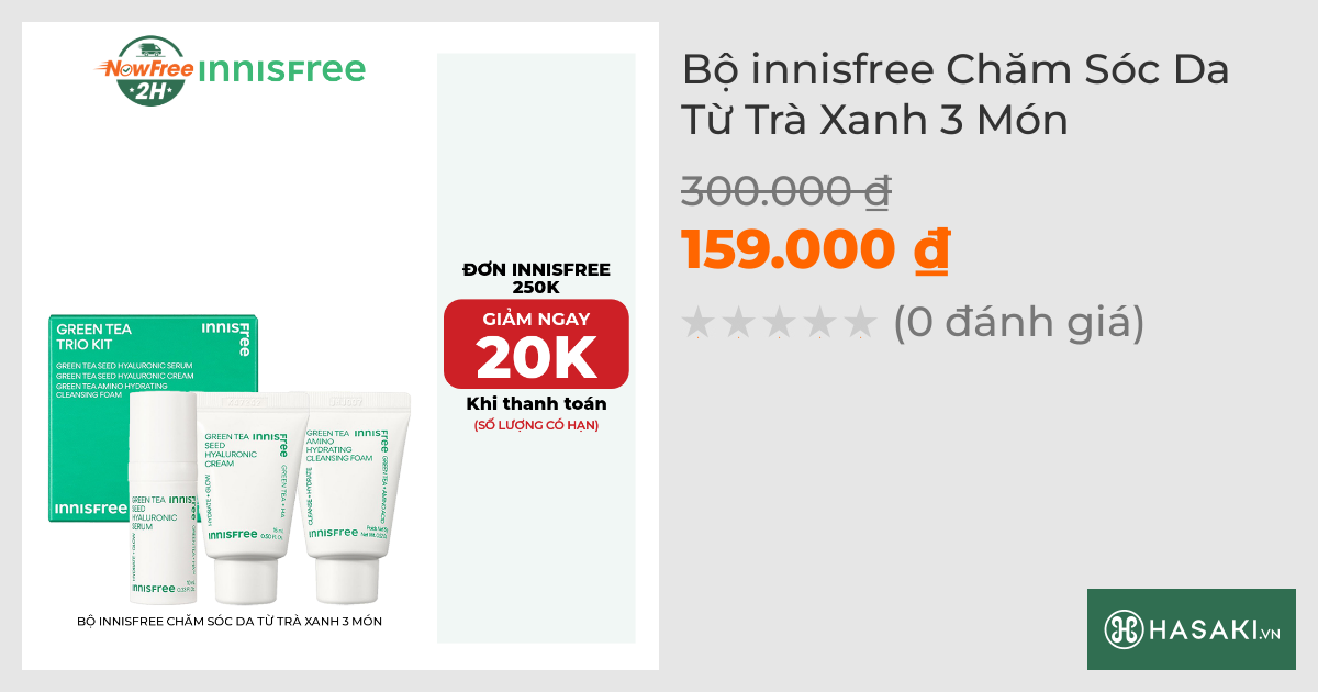 Bộ innisfree Chăm Sóc Da Từ Trà Xanh 3 Món