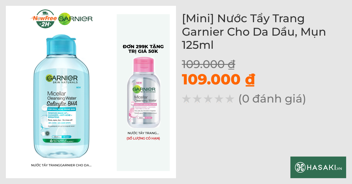 [Mini] Nước Tẩy Trang Garnier Cho Da Dầu, Mụn 125ml