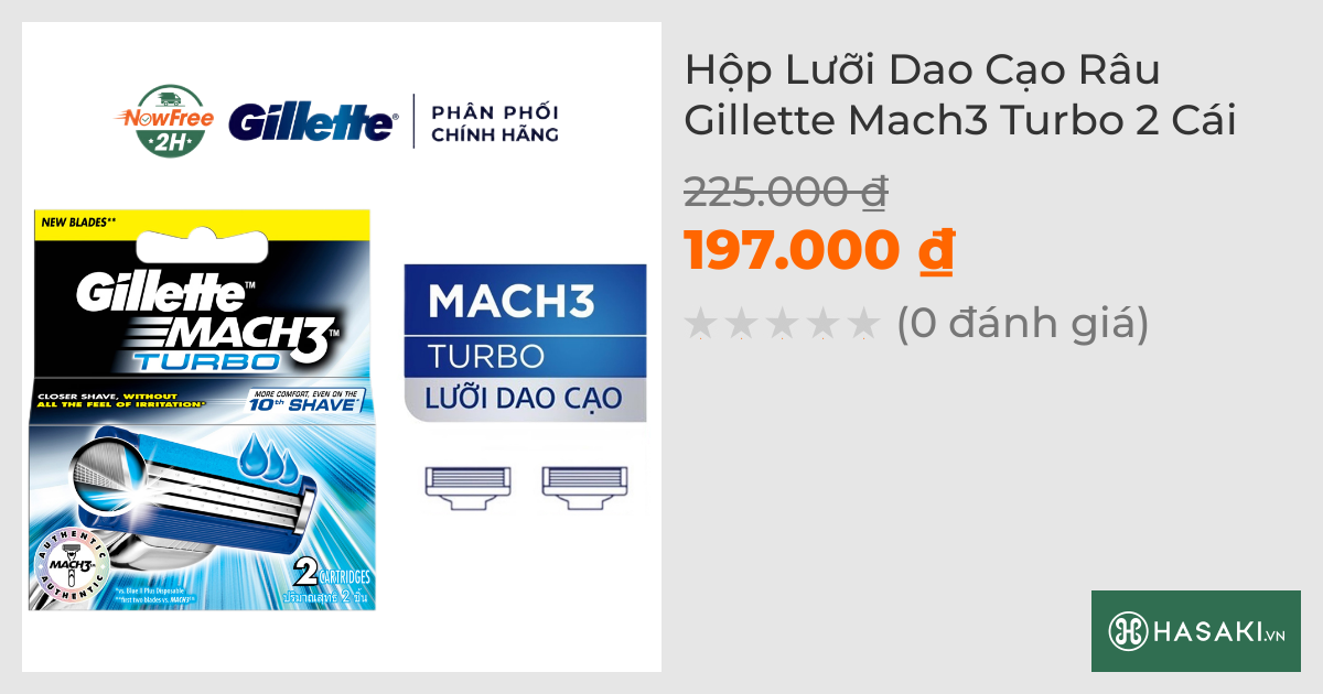 Hộp Lưỡi Dao Cạo Râu Gillette Mach3 Turbo 2 Cái