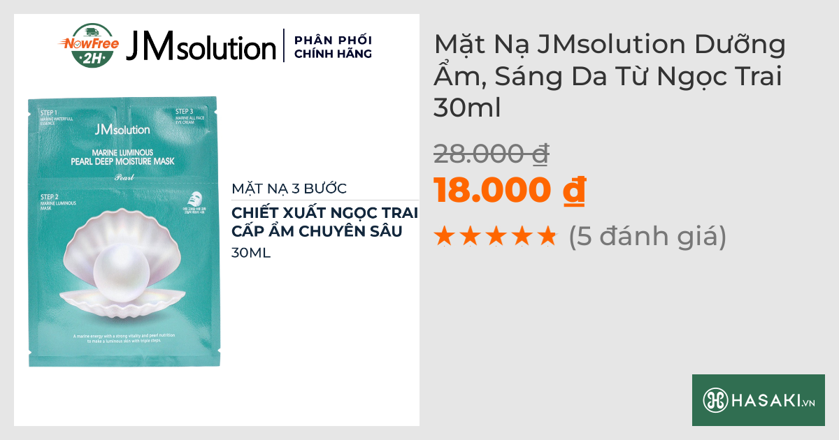 Mặt Nạ JMsolution Dưỡng Ẩm, Sáng Da Từ Ngọc Trai 30ml