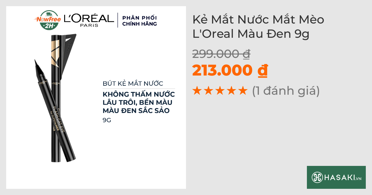 Kẻ Mắt Nước Mắt Mèo L'Oreal Màu Đen 9g