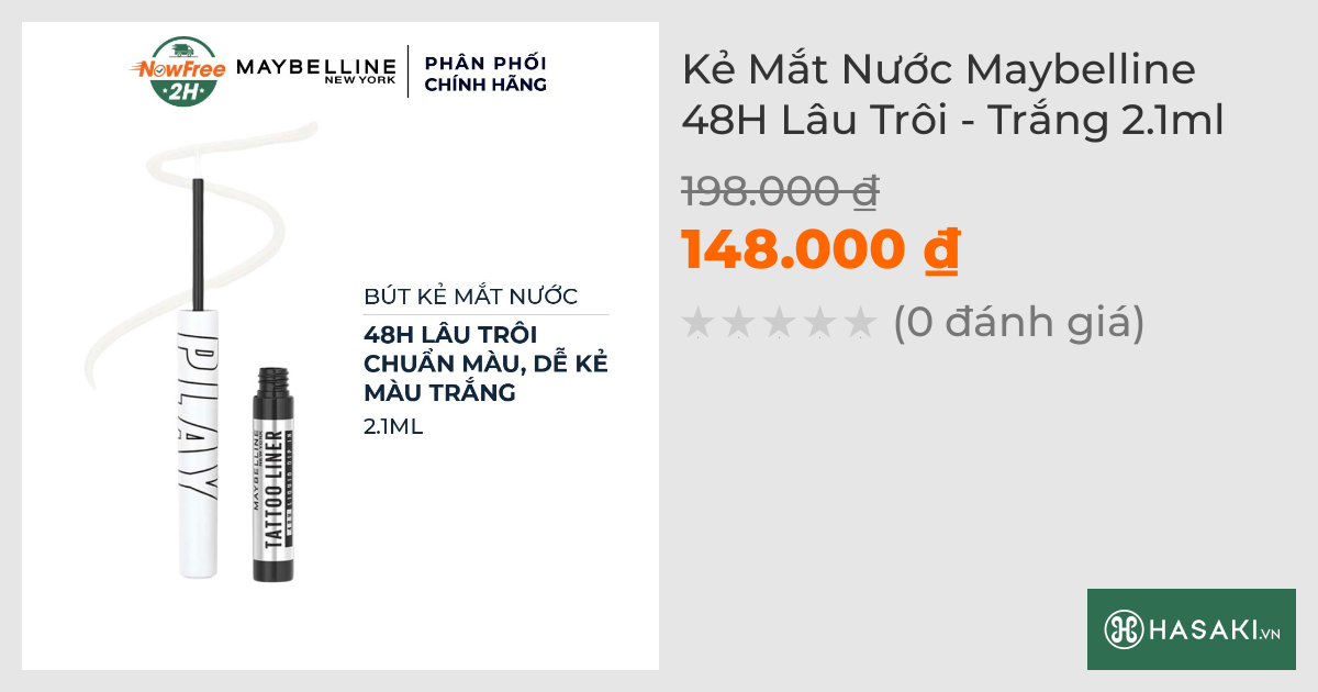 Kẻ Mắt Nước Maybelline 48H Lâu Trôi - Trắng 2.1ml