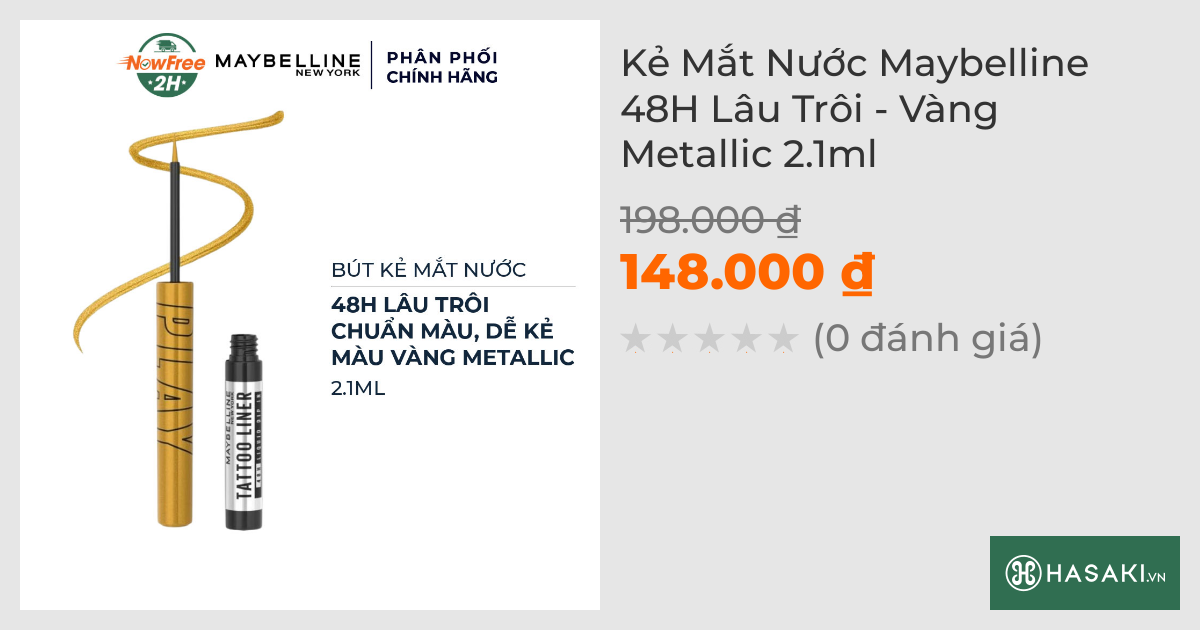 Kẻ Mắt Nước Maybelline 48H Lâu Trôi - Vàng Metallic 2.1ml