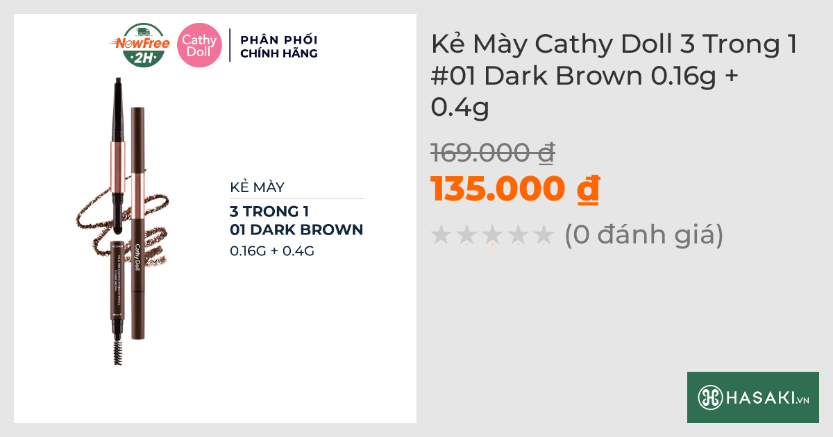 Kẻ Mày Cathy Doll 3 Trong 1 #01 Dark Brown 0.16g + 0.4g