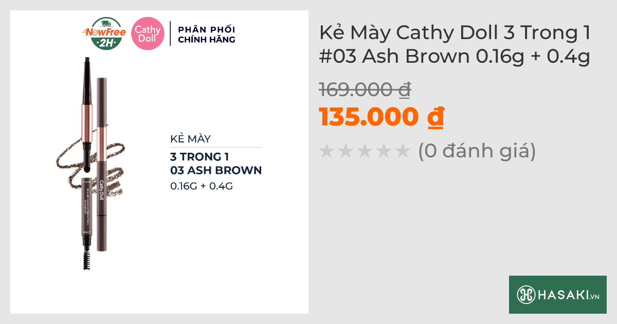 Kẻ Mày Cathy Doll 3 Trong 1 #03 Ash Brown 0.16g + 0.4g