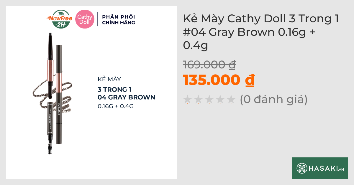 Kẻ Mày Cathy Doll 3 Trong 1 #04 Gray Brown 0.16g + 0.4g