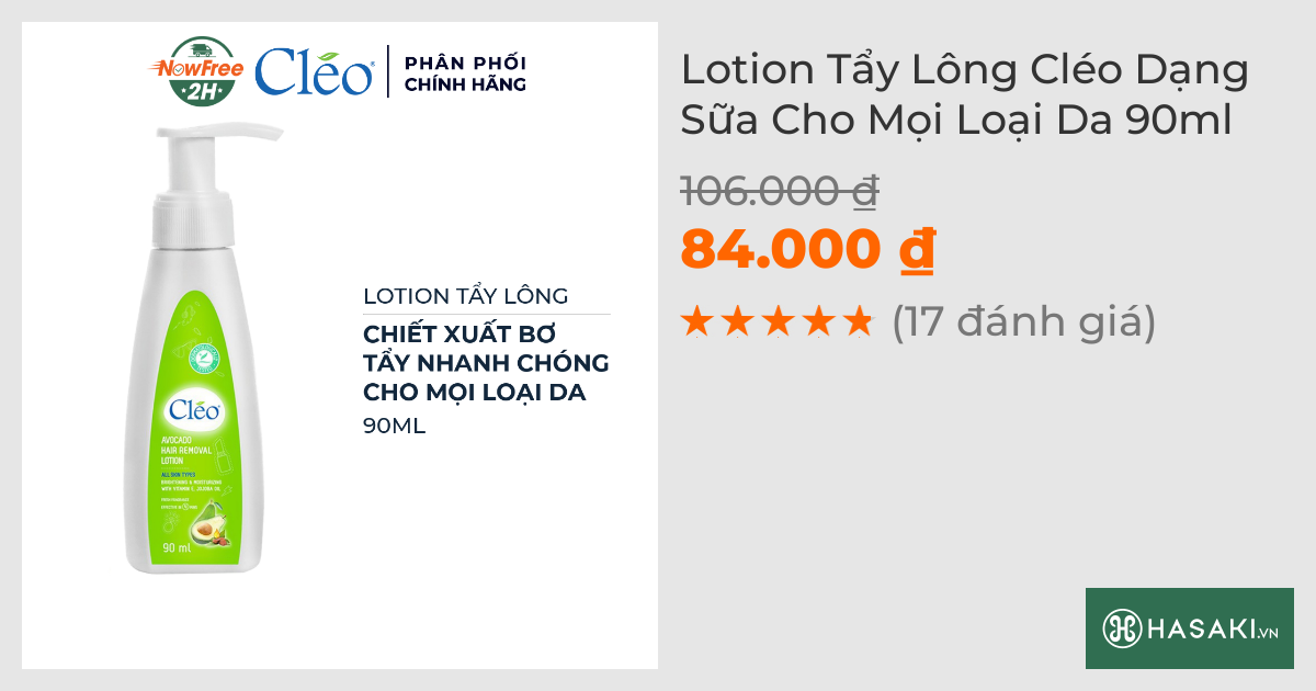 Lotion Tẩy Lông Cléo Dạng Sữa Cho Mọi Loại Da 90ml