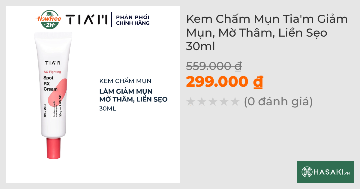 Kem Chấm Mụn Tia'm Giảm Mụn, Mờ Thâm, Liền Sẹo 30ml