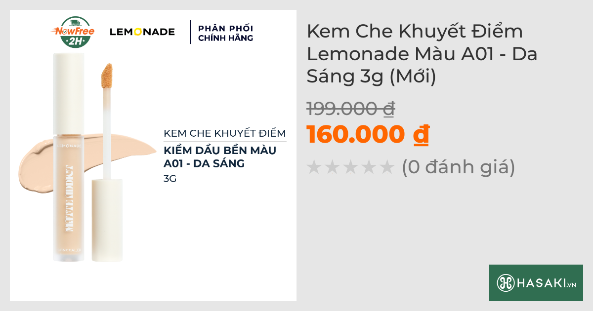 Kem Che Khuyết Điểm Lemonade Màu A01 - Da Sáng 3g (Mới)