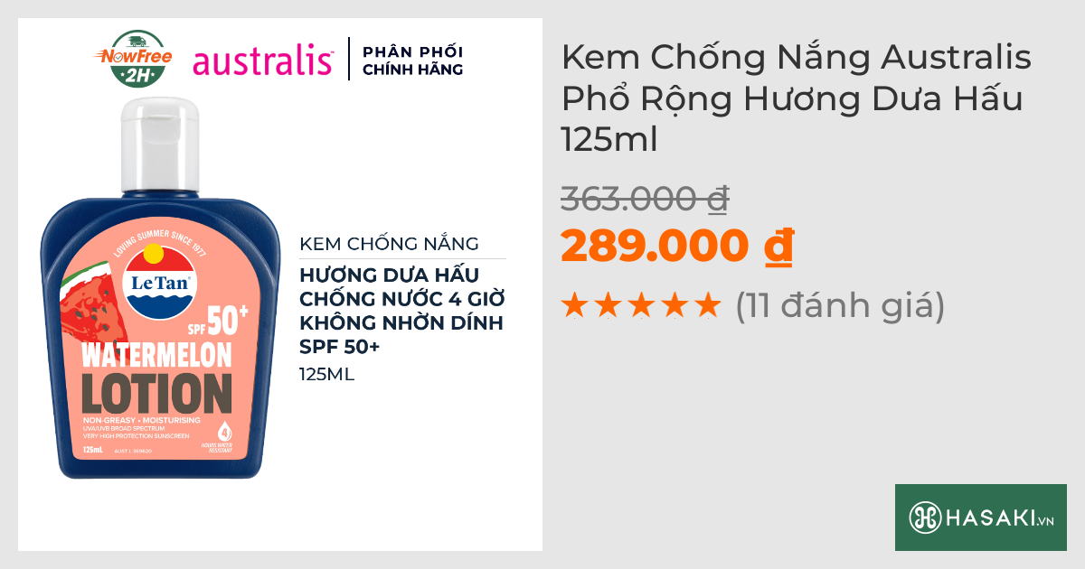 Kem Chống Nắng Australis Phổ Rộng Hương Dưa Hấu 125ml