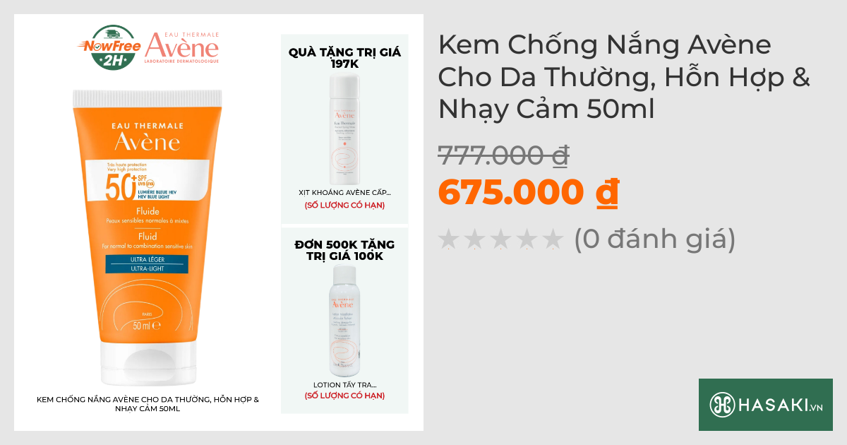 Kem Chống Nắng Avène Cho Da Thường, Hỗn Hợp & Nhạy Cảm 50ml