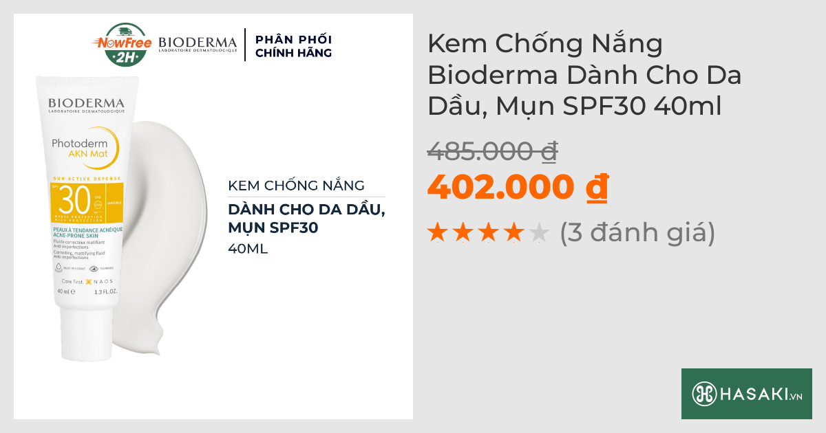 Kem Chống Nắng Bioderma Dành Cho Da Dầu, Mụn SPF30 40ml