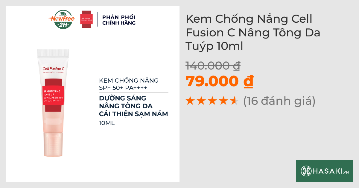 Kem Chống Nắng Cell Fusion C Nâng Tông Da Tuýp 10ml