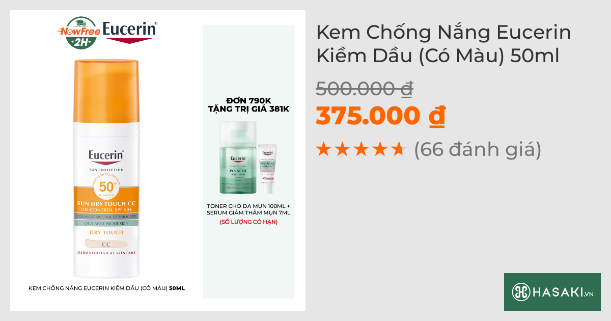 Kem Chống Nắng Eucerin Kiềm Dầu (Có Màu) 50ml