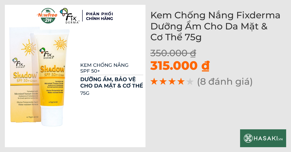 Kem Chống Nắng Fixderma Dưỡng Ẩm Cho Da Mặt & Cơ Thể 75g