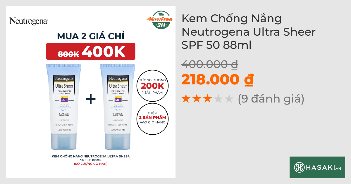 Kem Chống Nắng Neutrogena Ultra Sheer SPF 50+ 88ml