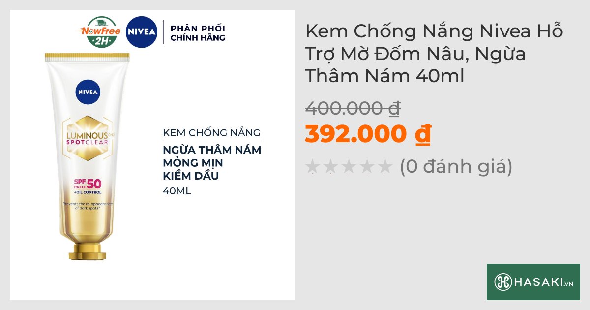 Kem Chống Nắng Nivea Hỗ Trợ Mờ Đốm Nâu, Ngừa Thâm Nám 40ml