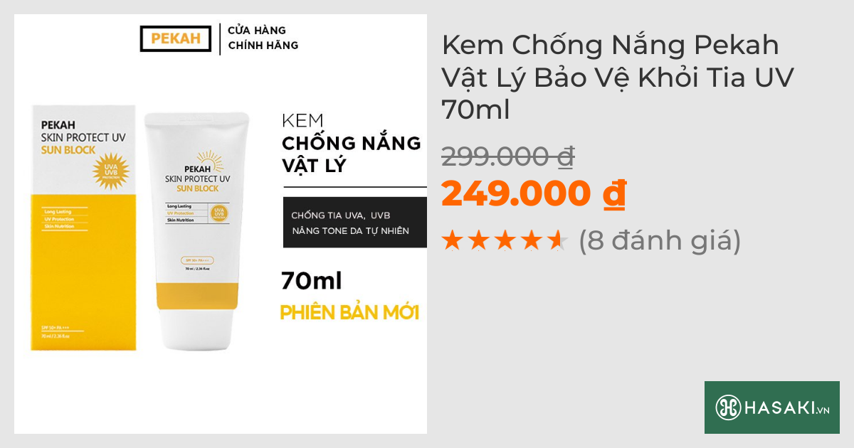 Kem Chống Nắng Pekah Vật Lý Bảo Vệ Khỏi Tia UV 70ml