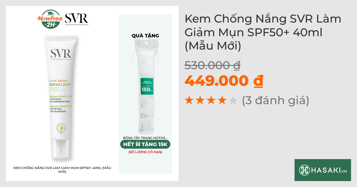 Kem Chống Nắng SVR Làm Giảm Mụn SPF50+ 40ml