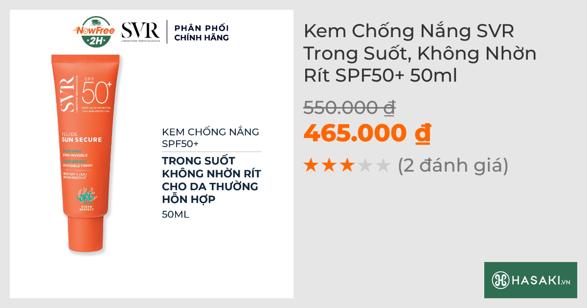 Kem Chống Nắng SVR Trong Suốt, Không Nhờn Rít SPF50+ 50ml