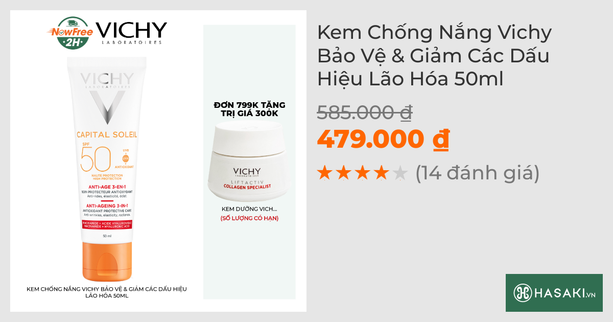 Kem Chống Nắng Vichy Bảo Vệ, Giảm Lão Hóa 50ml