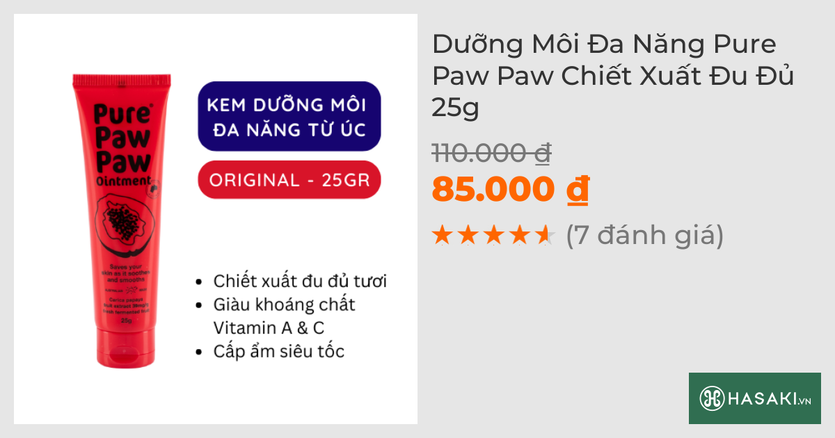 Dưỡng Môi Đa Năng Pure Paw Paw Chiết Xuất Đu Đủ 25g