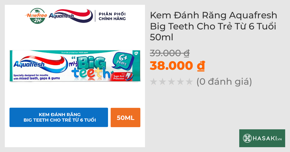 Kem Đánh Răng Aquafresh Big Teeth Cho Trẻ Từ 6 Tuổi 50ml