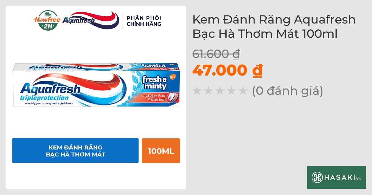 Kem Đánh Răng Aquafresh Bạc Hà Thơm Mát 100ml