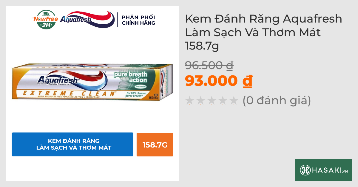 Kem Đánh Răng Aquafresh Làm Sạch Và Thơm Mát 158.7g