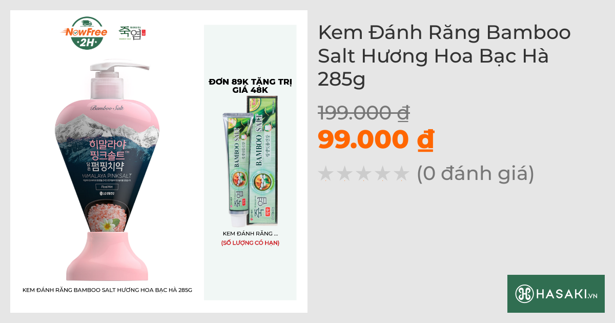 Kem Đánh Răng Bamboo Salt Hương Hoa Bạc Hà 285g