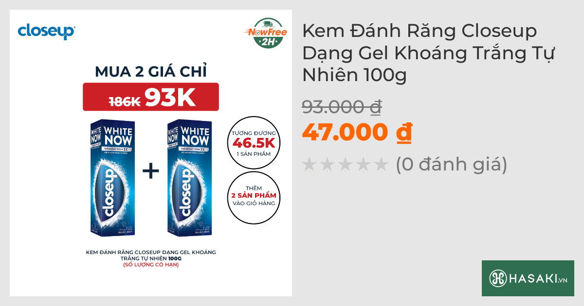 Kem Đánh Răng Closeup Trắng Bật Tông 3X Khoáng Trắng 100g