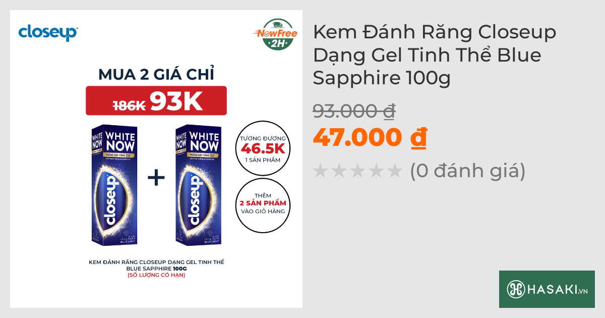 Kem Đánh Răng Closeup Trắng Bật Tông 3X Blue Saphire 100g