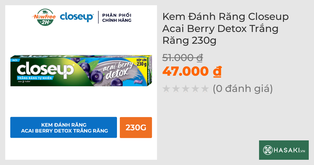 Kem Đánh Răng Closeup Acai Berry Detox Trắng Răng 230g