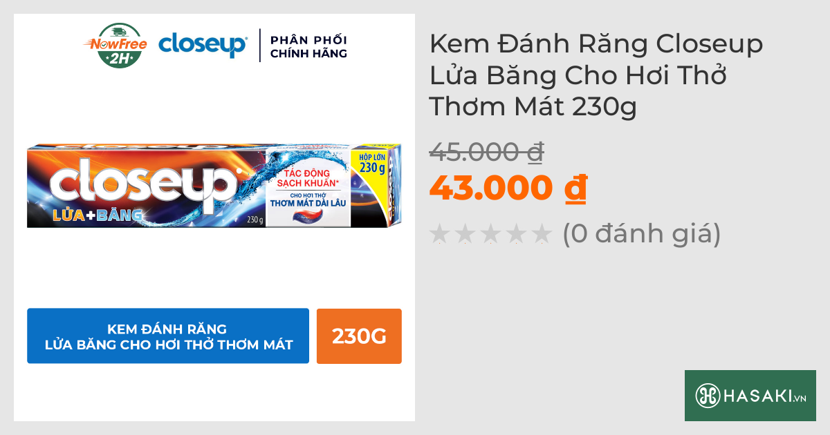 Kem Đánh Răng Closeup Lửa Băng Cho Hơi Thở Thơm Mát 230g