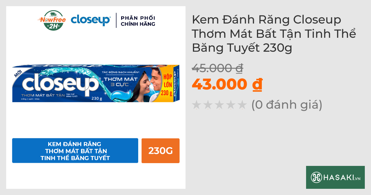 Kem Đánh Răng Closeup Tinh Thể Băng Tuyết Thơm Mát 230g