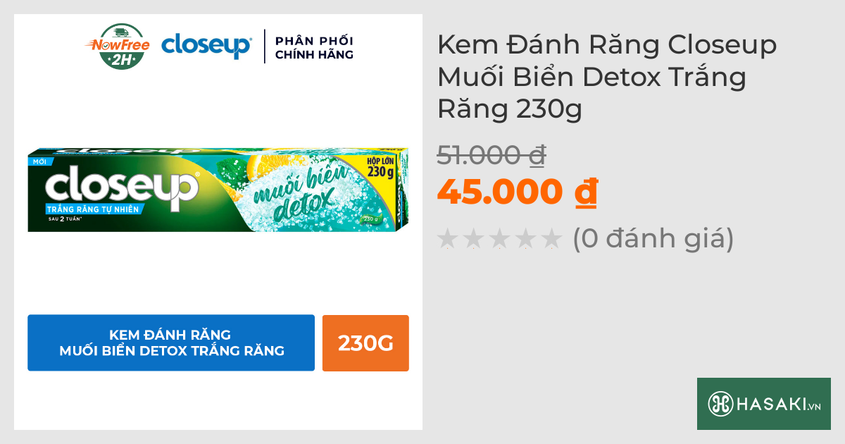 Kem Đánh Răng Closeup Muối Biển Detox Trắng Răng 230g