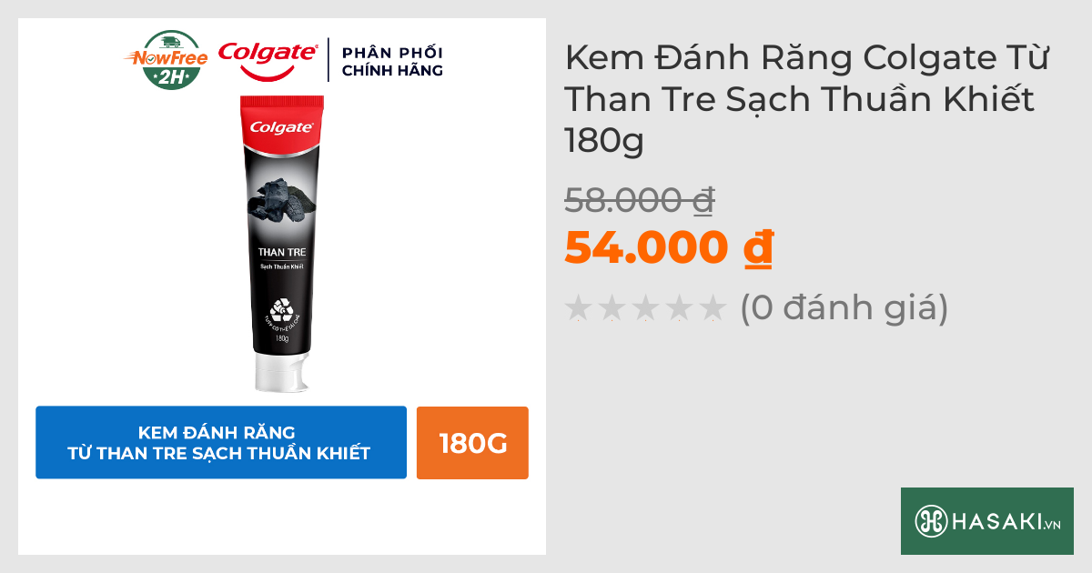 Kem Đánh Răng Colgate Từ Than Tre Sạch Thuần Khiết 180g