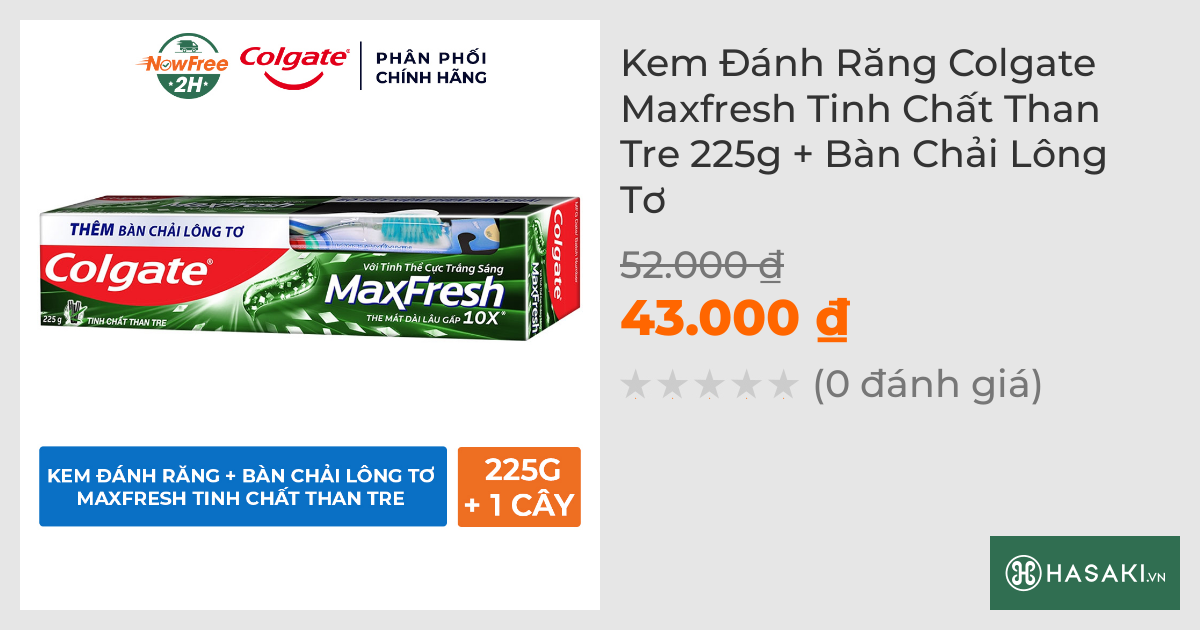 Kem Đánh Răng Colgate Maxfresh Tinh Chất Than Tre 225g + Bàn Chải Lông Tơ