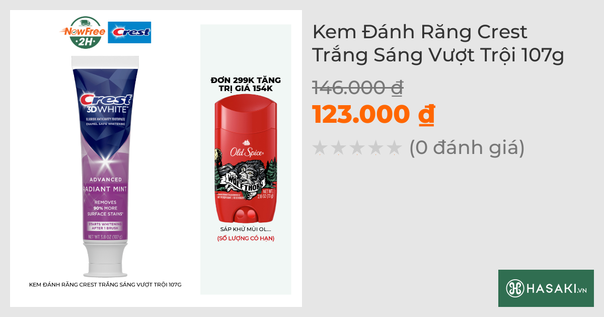 Kem Đánh Răng Crest Trắng Sáng Vượt Trội 93g