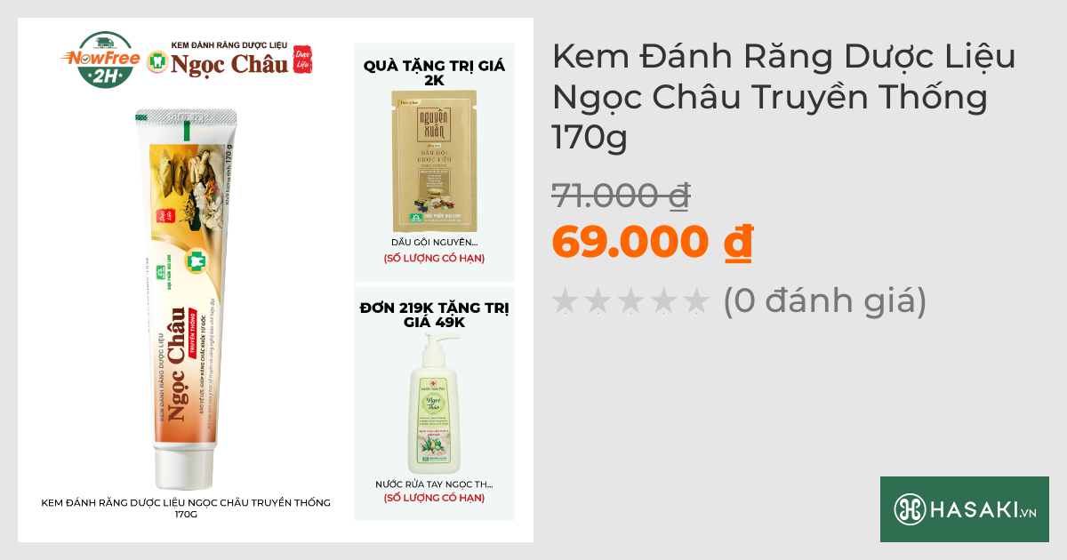 Kem Đánh Răng Dược Liệu Ngọc Châu Truyền Thống 170g