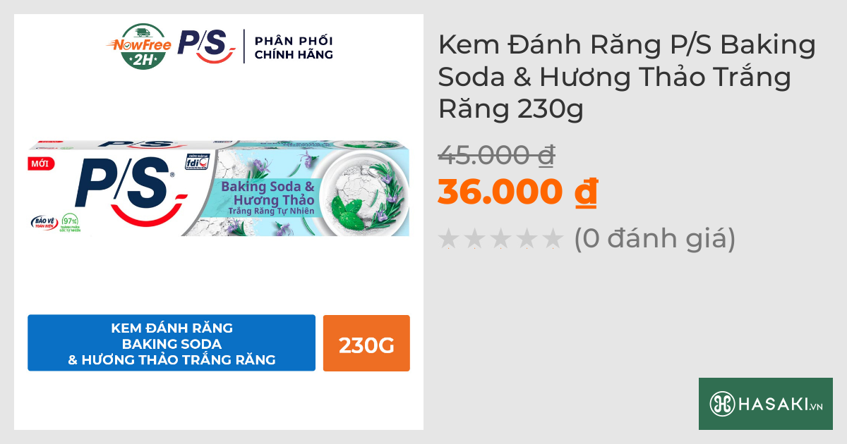 Kem Đánh Răng P/S Trắng Răng Baking Soda Hương Thảo 230g