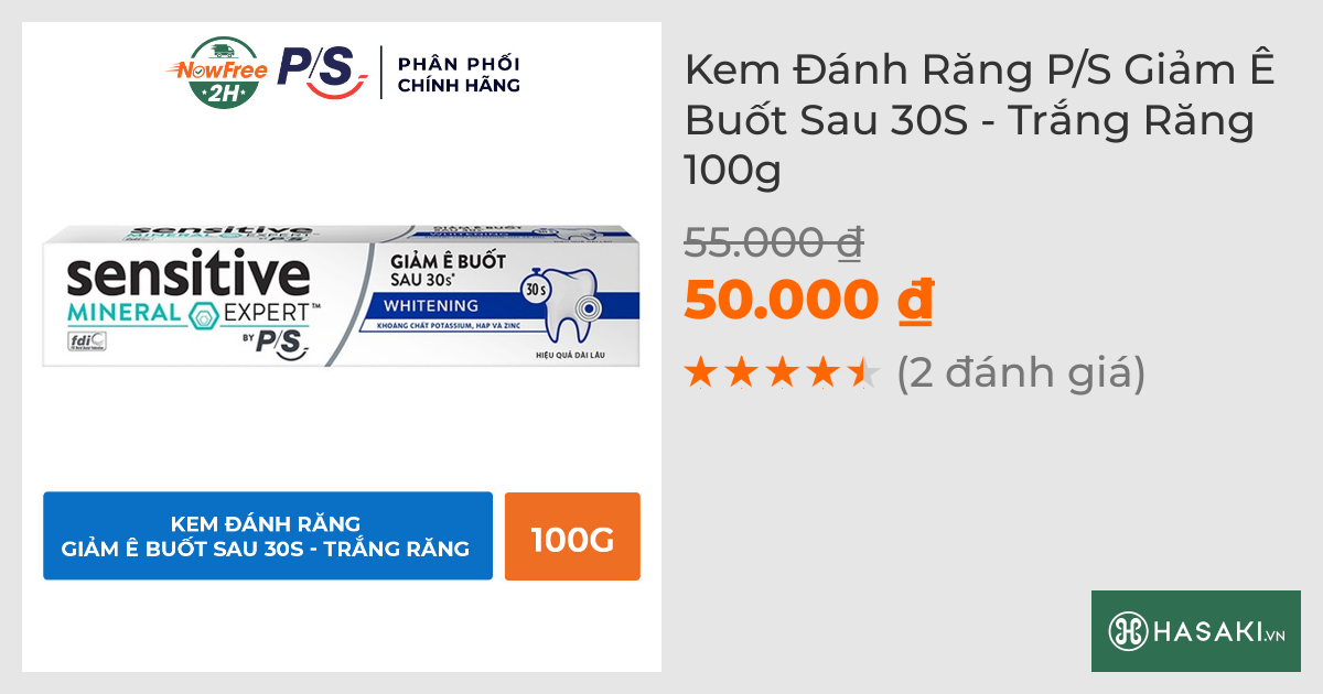 Kem Đánh Răng P/S Giảm Ê Buốt Sau 30S - Trắng Răng 100g