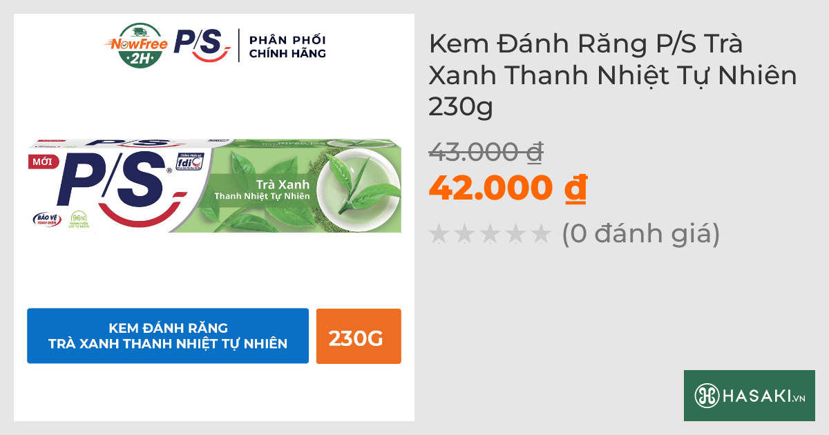 Kem Đánh Răng P/S Trắng Răng Trà Xanh 230g