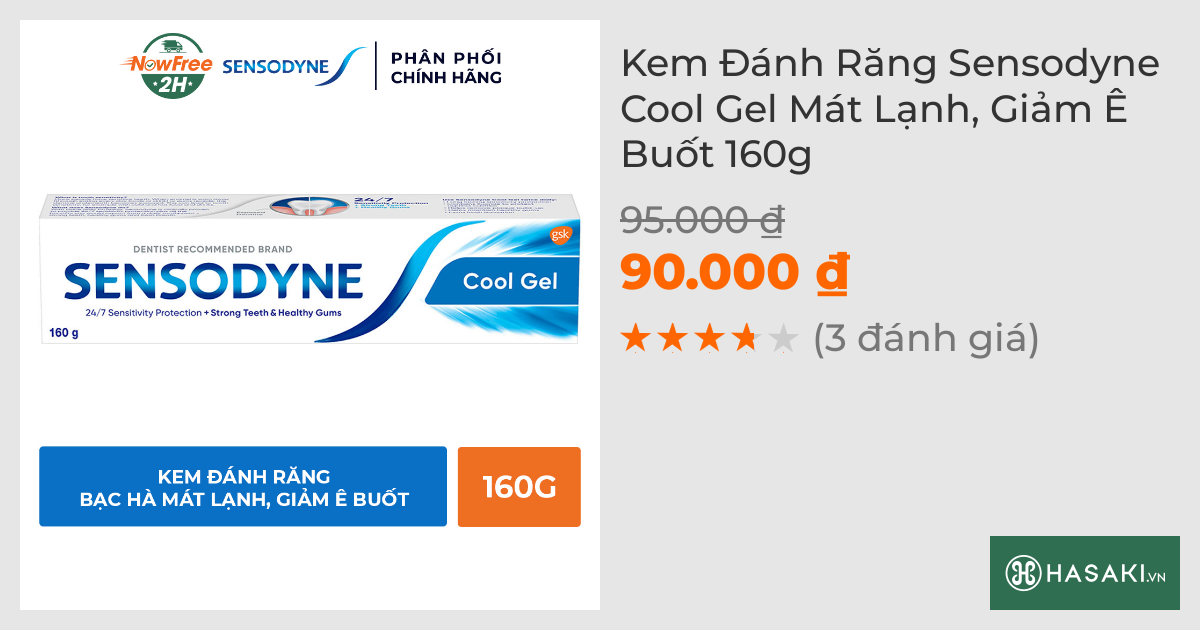 Kem Đánh Răng Sensodyne Cool Gel Mát Lạnh, Giảm Ê Buốt 160g