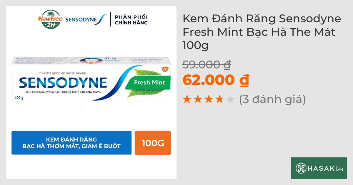 Kem Đánh Răng Sensodyne Fresh Mint Bạc Hà The Mát 100g