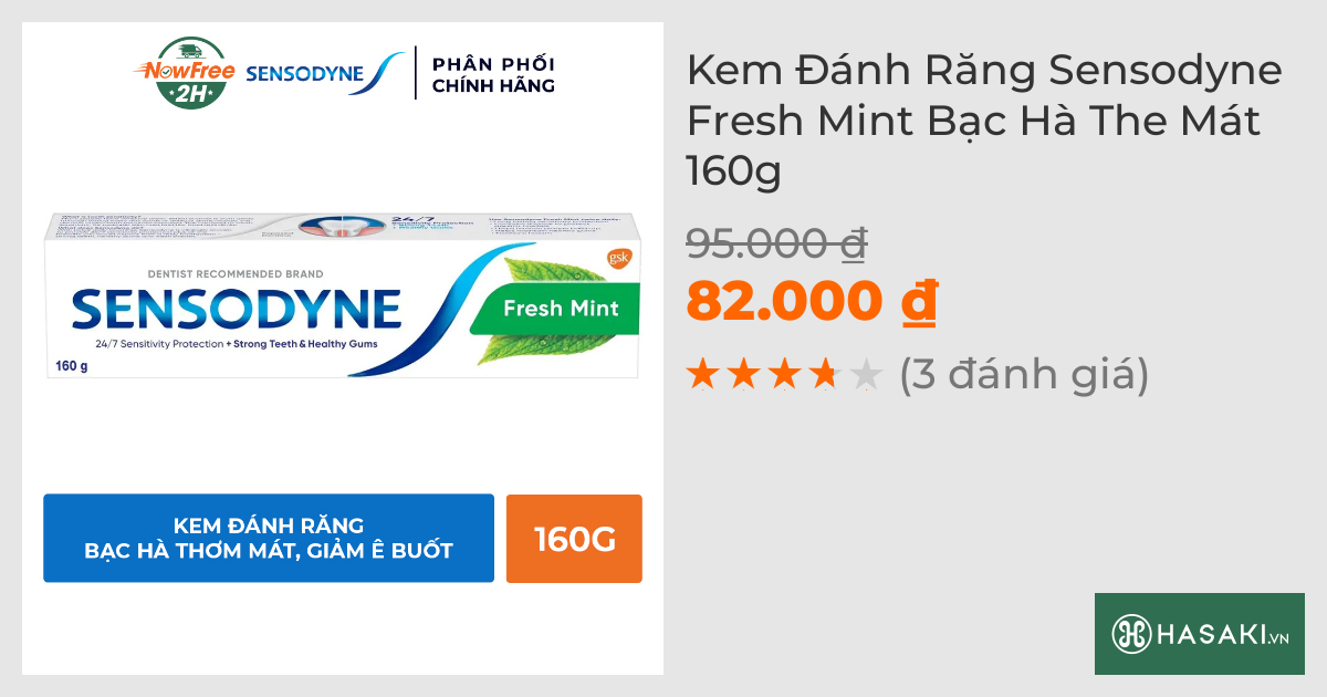 Kem Đánh Răng Sensodyne Fresh Mint Bạc Hà The Mát 160g