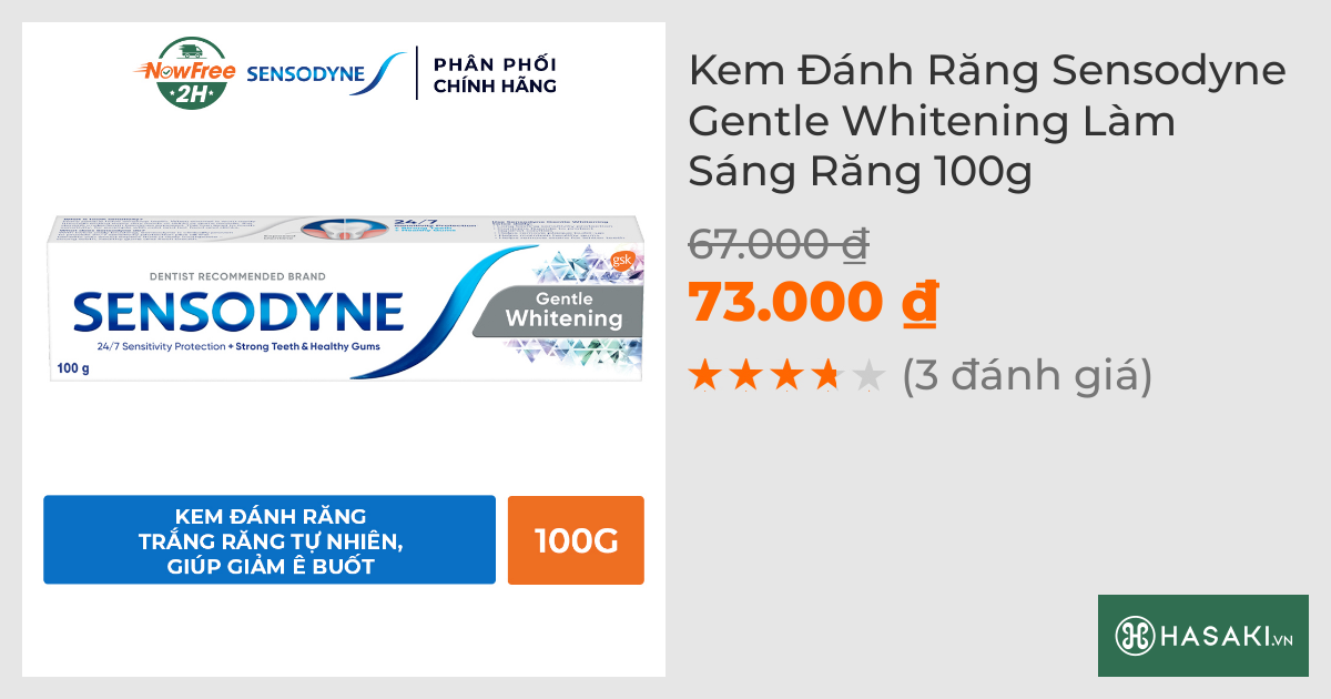 Kem Đánh Răng Sensodyne Gentle Whitening Làm Sáng Răng 100g