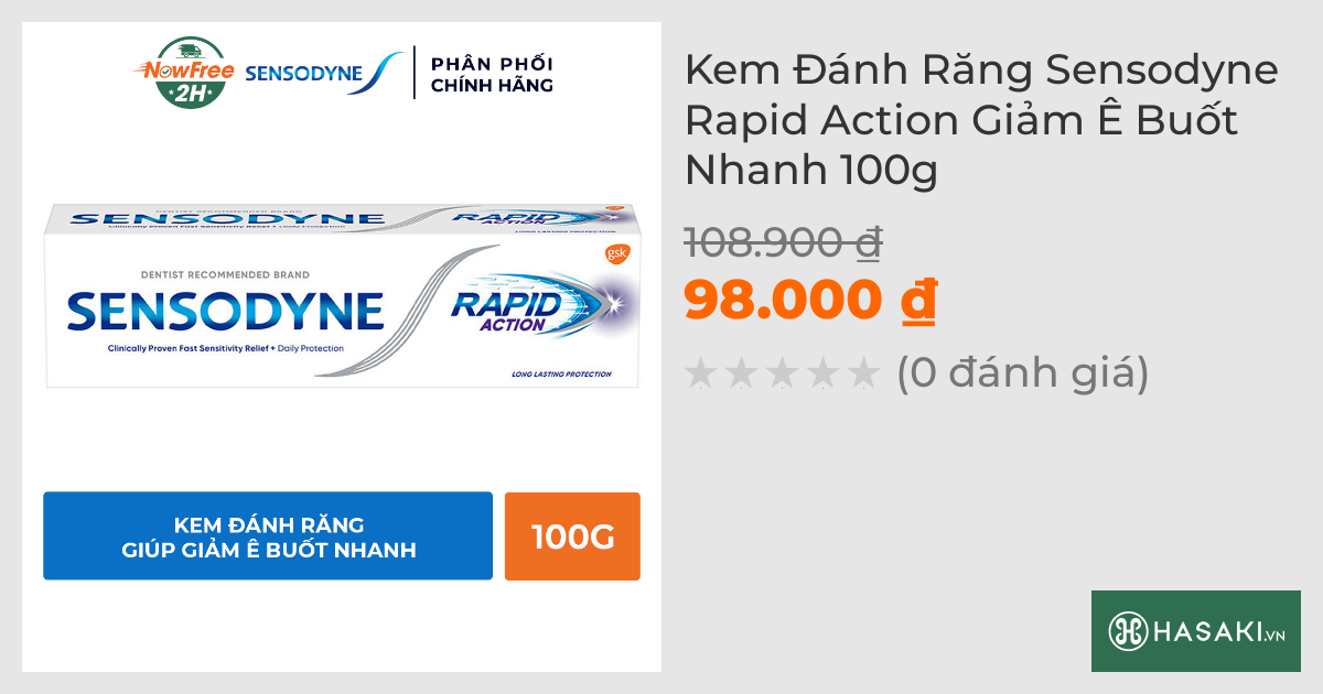 Kem Đánh Răng Sensodyne Rapid Action Giảm Ê Buốt Nhanh 100g